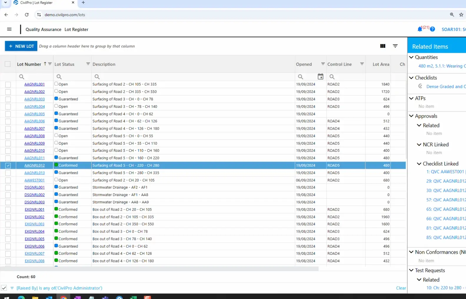 QA Linked Directly to Lots